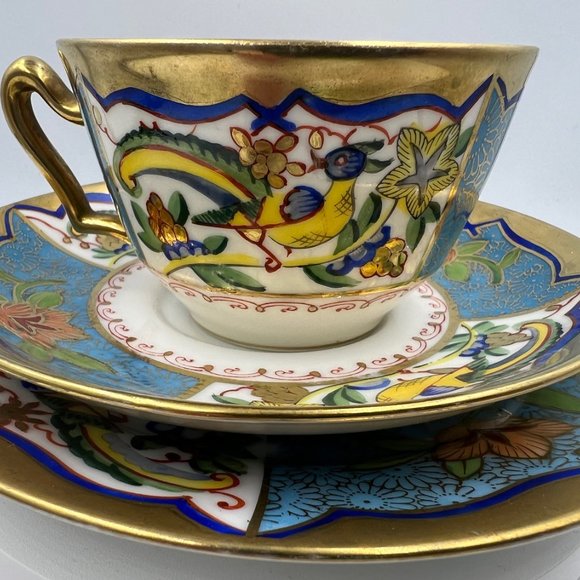 Noritake 1908 Bird & Floral Tea Cup Trio - Picture 2 of 9